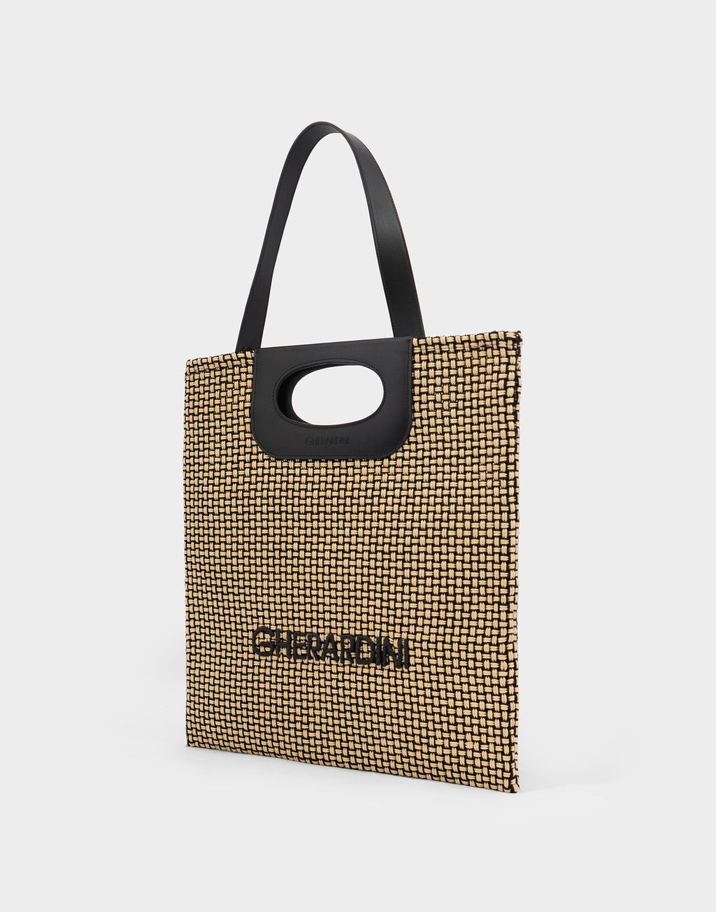 GHERARDINI Piattina Edizione Limitata in Rafia Intrecciata e Pelle