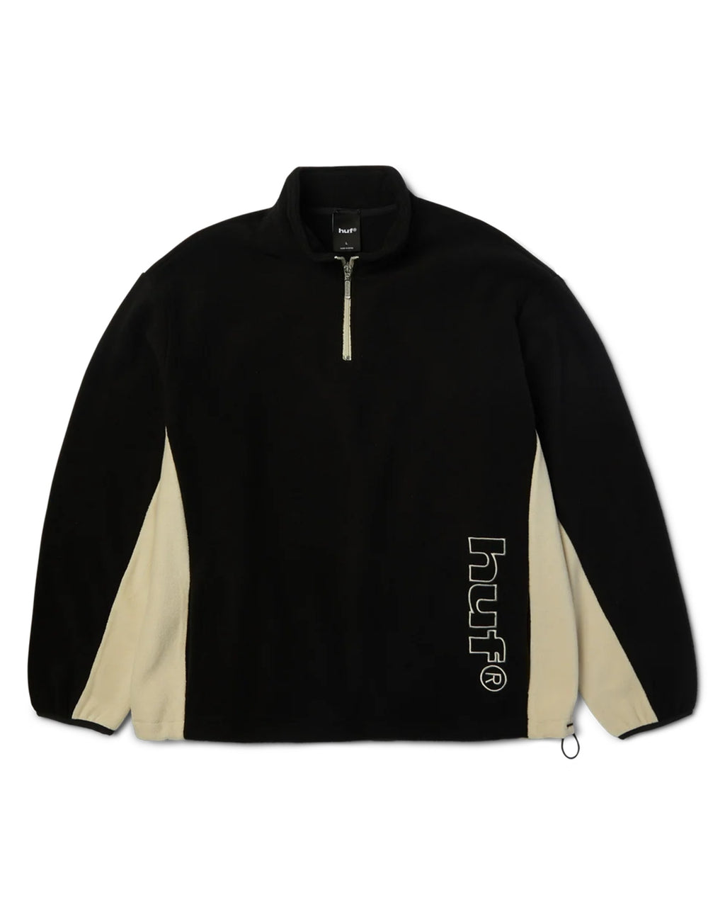 HUF Felpa Basecamp in Pile con Mezza Zip Nera