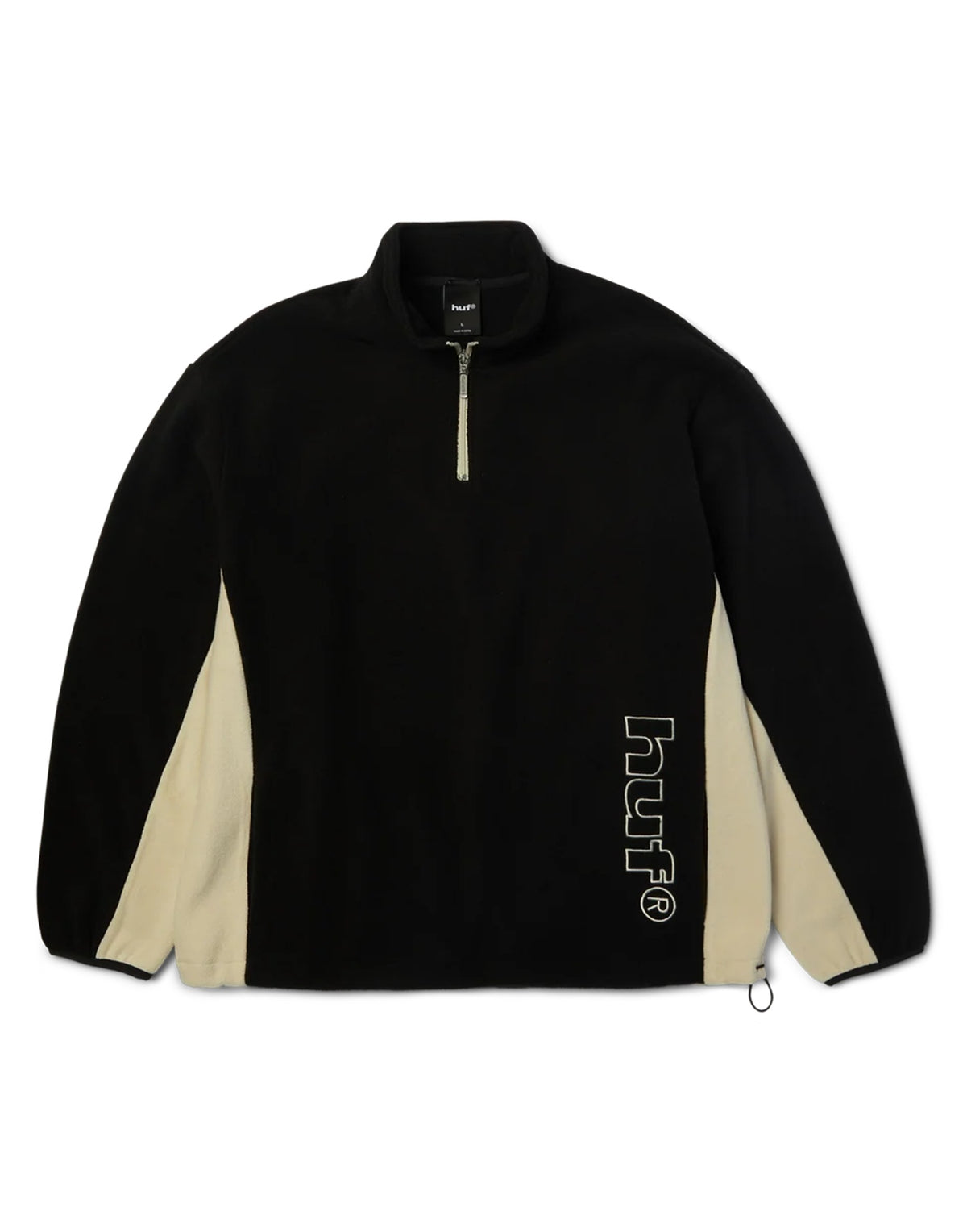 HUF Felpa Basecamp in Pile con Mezza Zip Nera