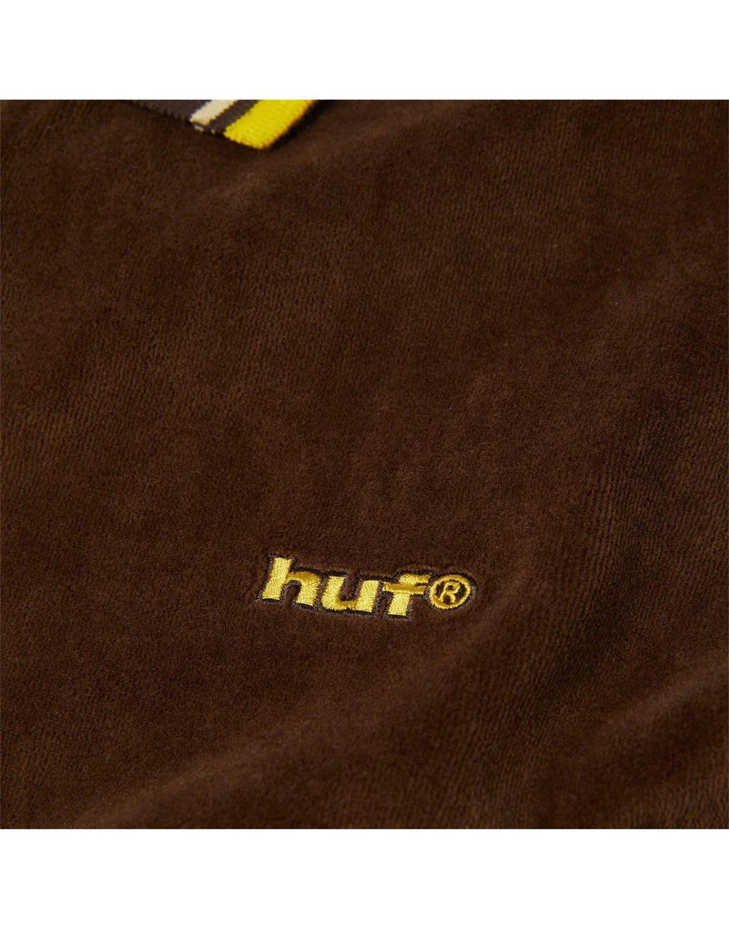 HUF Polo Parker in Velour a Maniche Lunghe Marrone