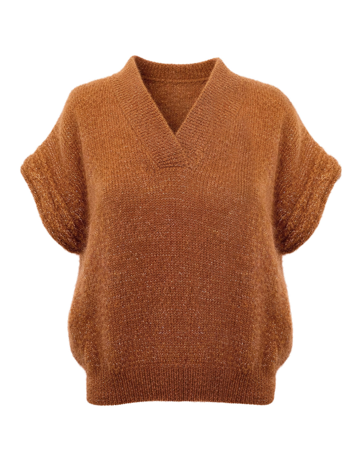 KRISTINA TI Maglia Smanicata con Scollo a V Camel