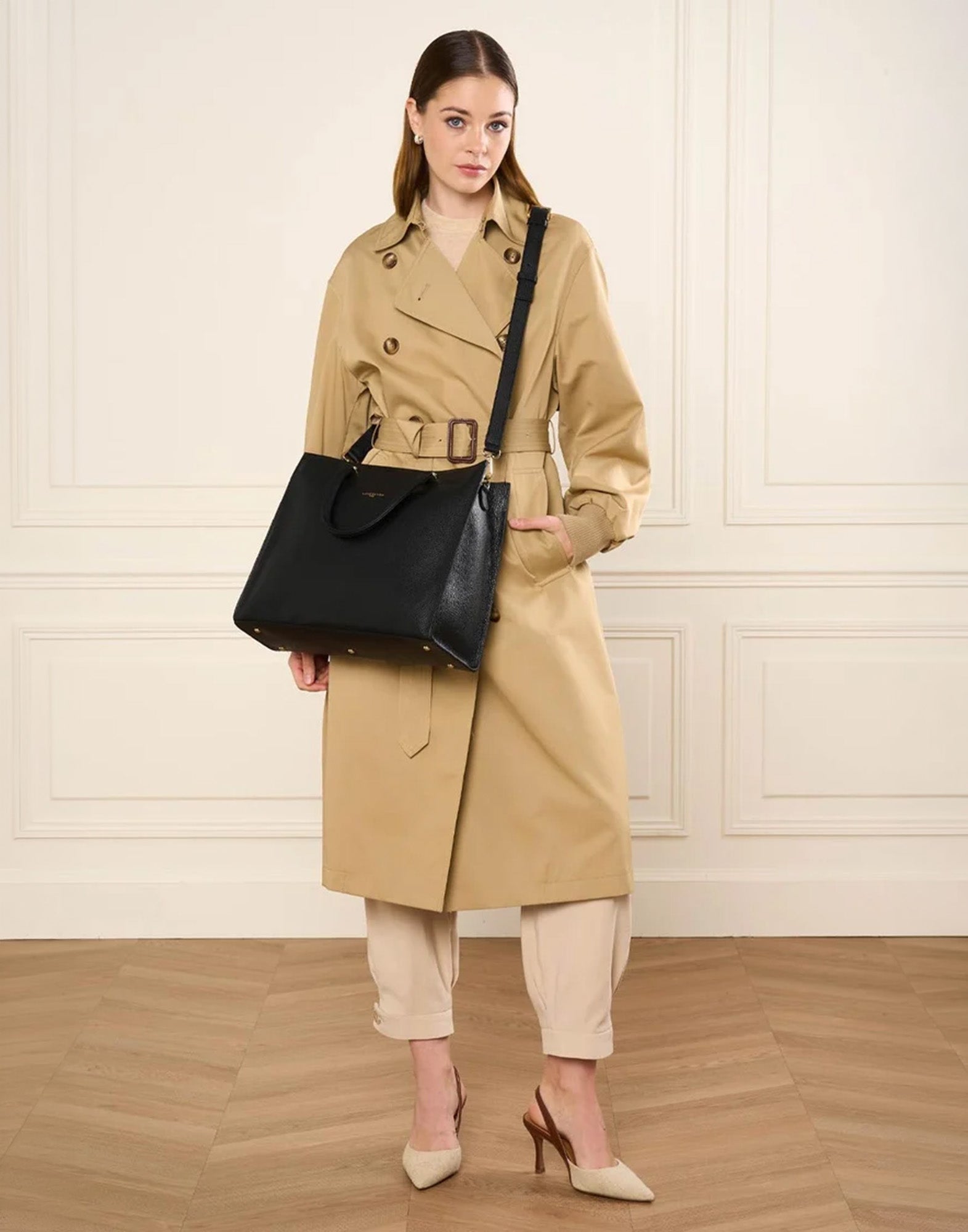 LANCASTER Foulonné Double Daily Tote Bag Noir