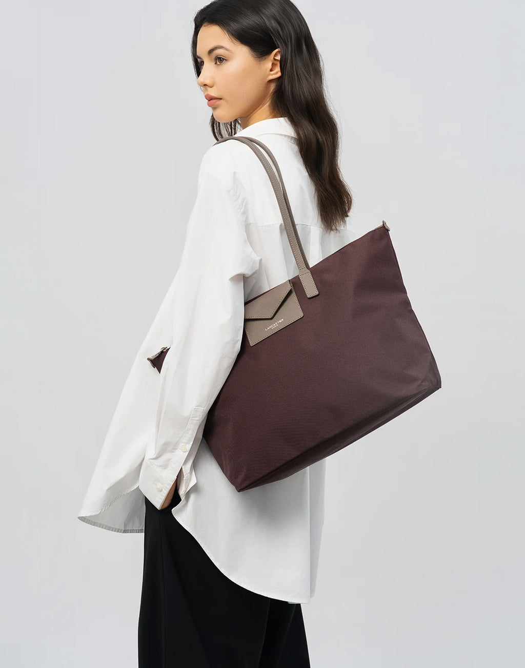 LANCASTER Smart KBA Borsa a Spalla Bordeaux-Taupe