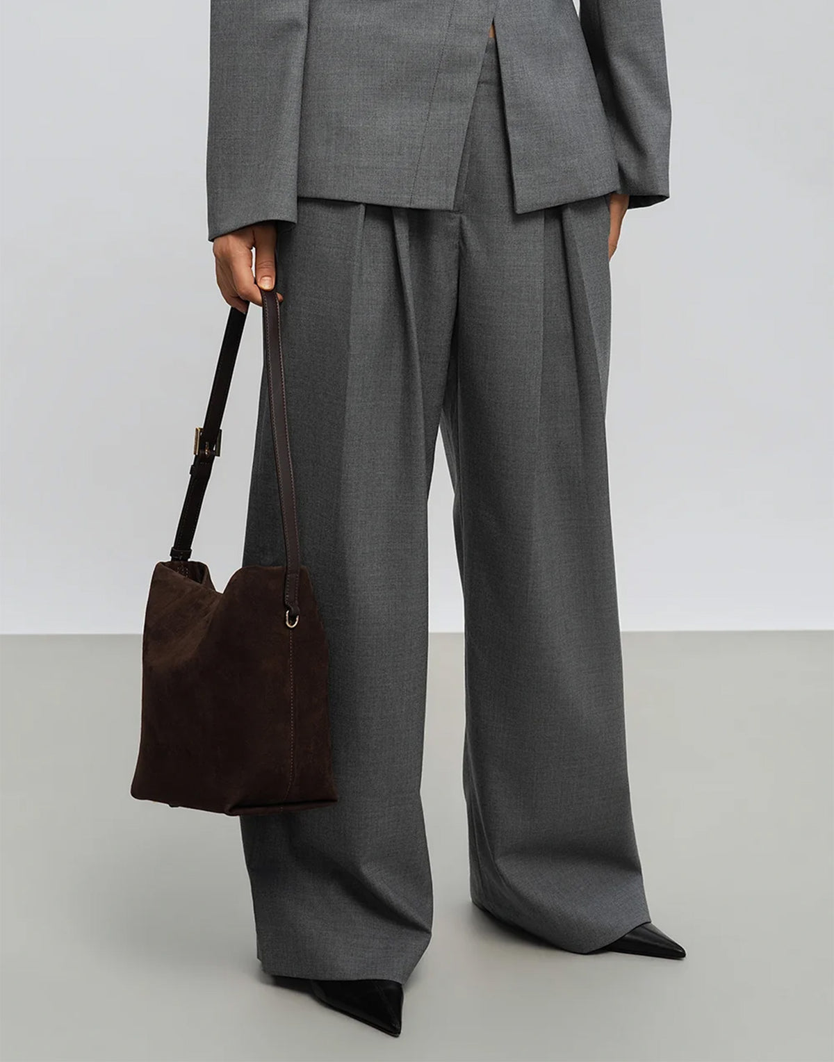 LANCASTER Borsa a Secchiello in Camoscio Marron