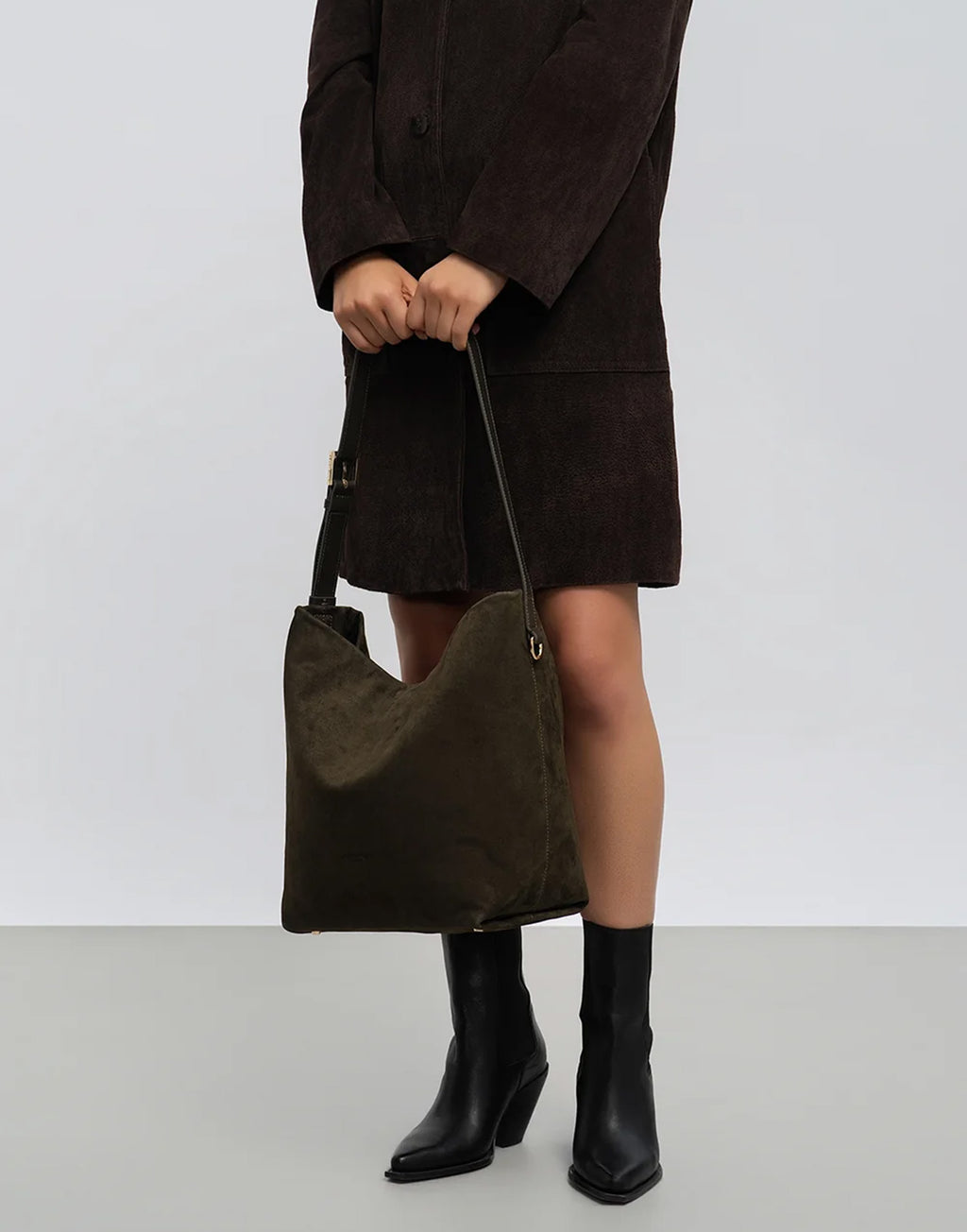 LANCASTER Grande Borsa Secchiello in Suède Kaki