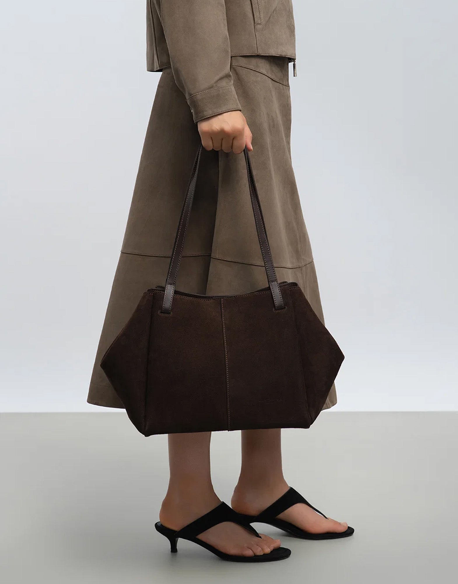 LANCASTER Borsa Shopping a Spalla in Suède Marron