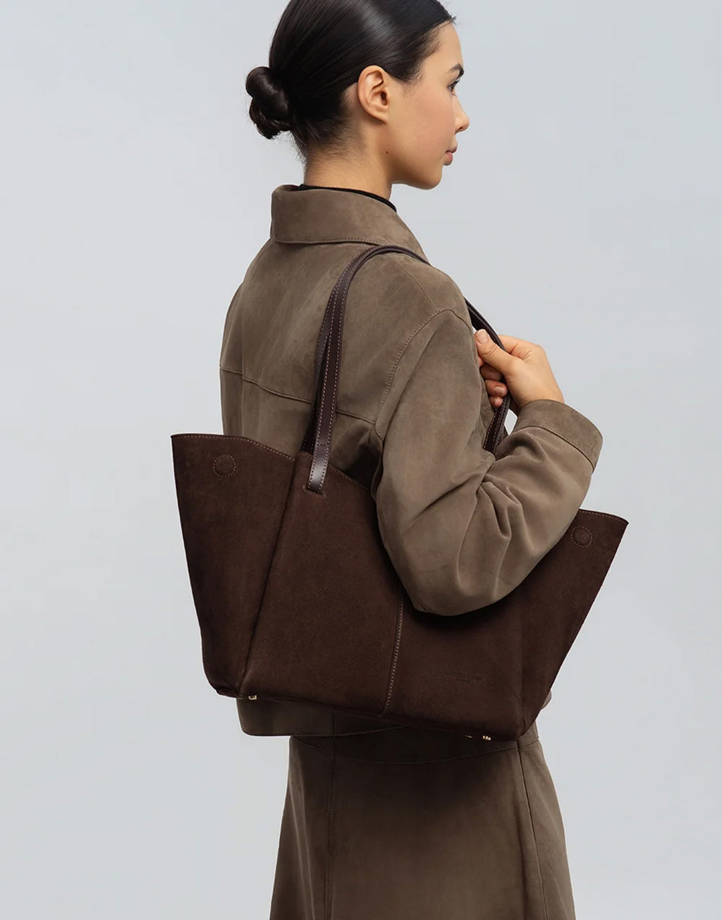 LANCASTER Borsa Shopping a Spalla in Suède Marron