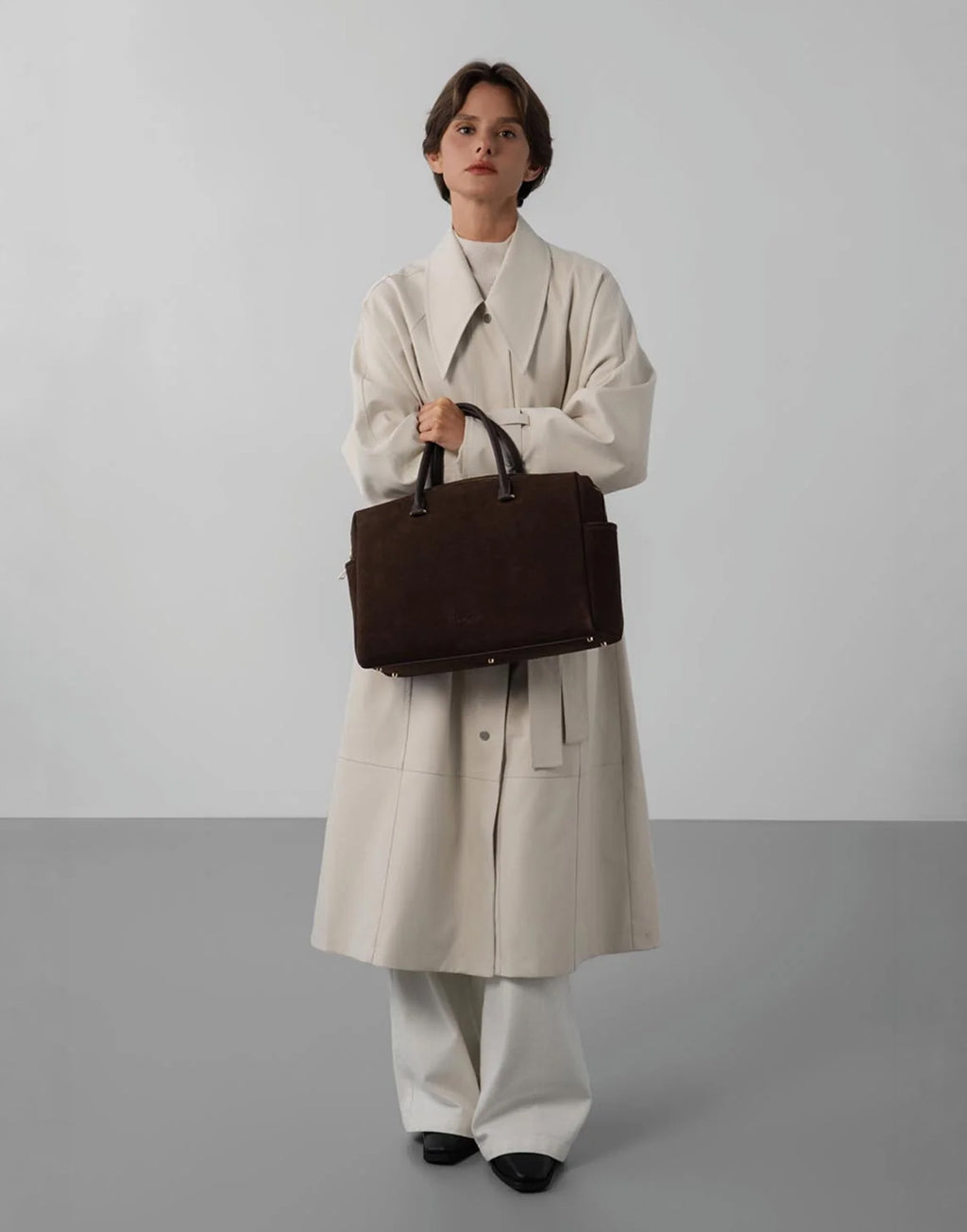 LANCASTER Grande Borsa Shopping Suède Cube Marron