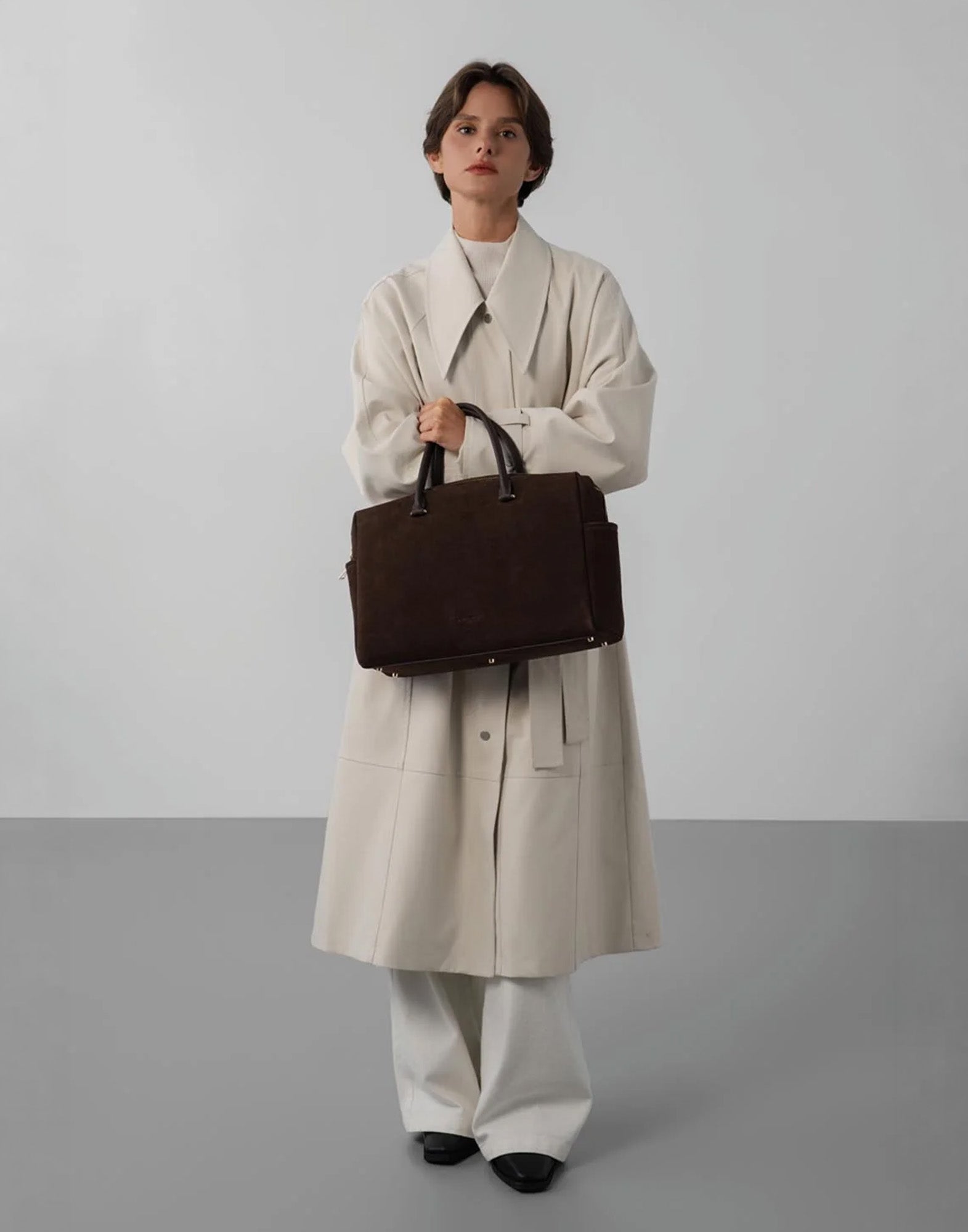 LANCASTER Grande Borsa Shopping Suède Cube Marron