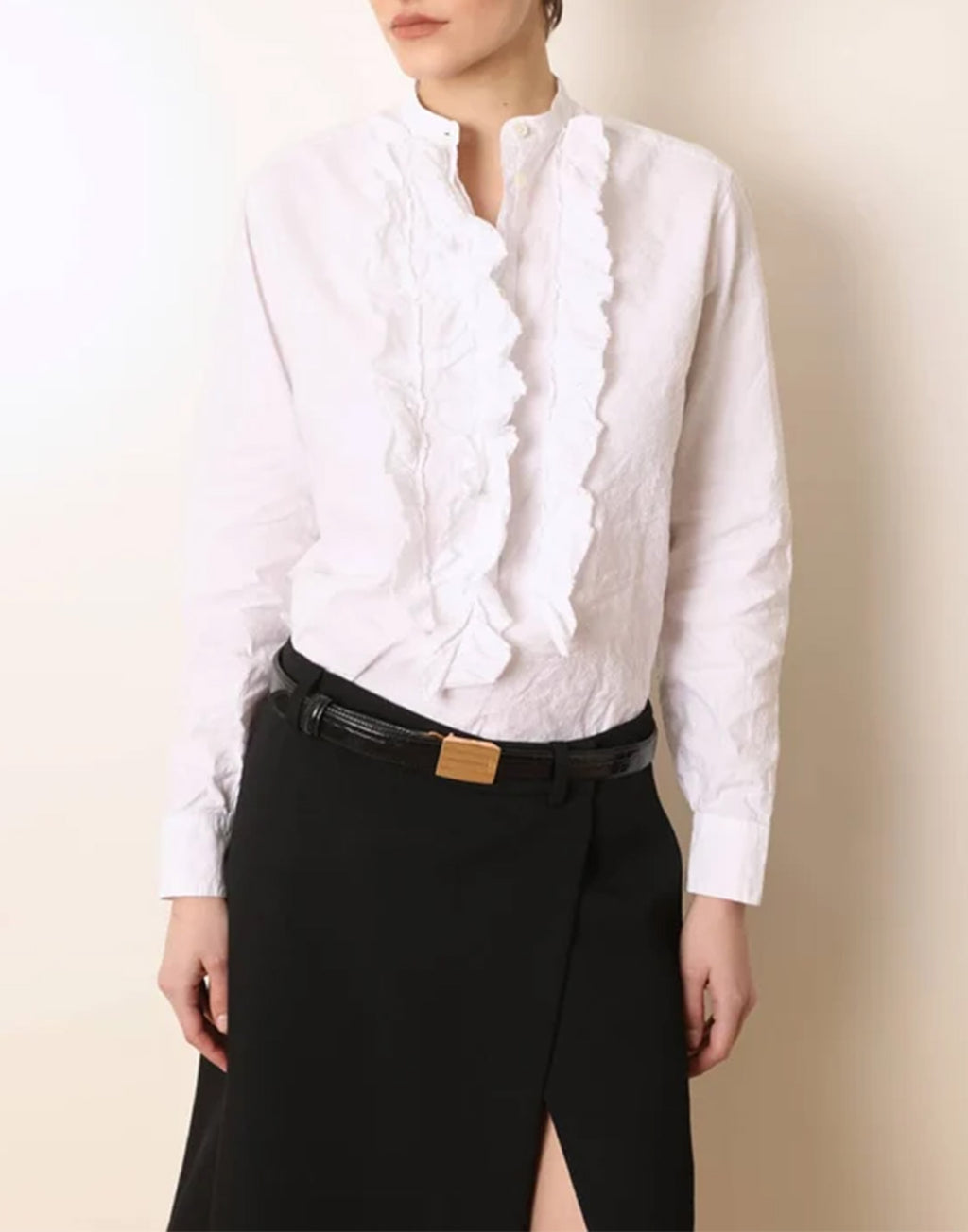 LAURENCE BRAS Blusa con Rouches in Cotone Bianca