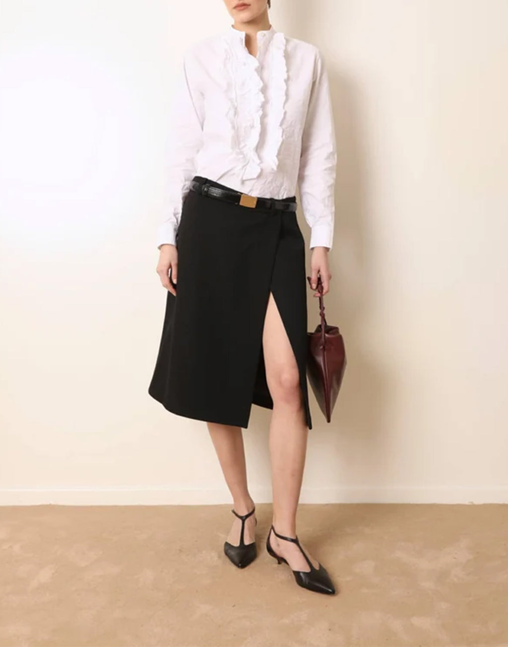 LAURENCE BRAS Blusa con Rouches in Cotone Bianca