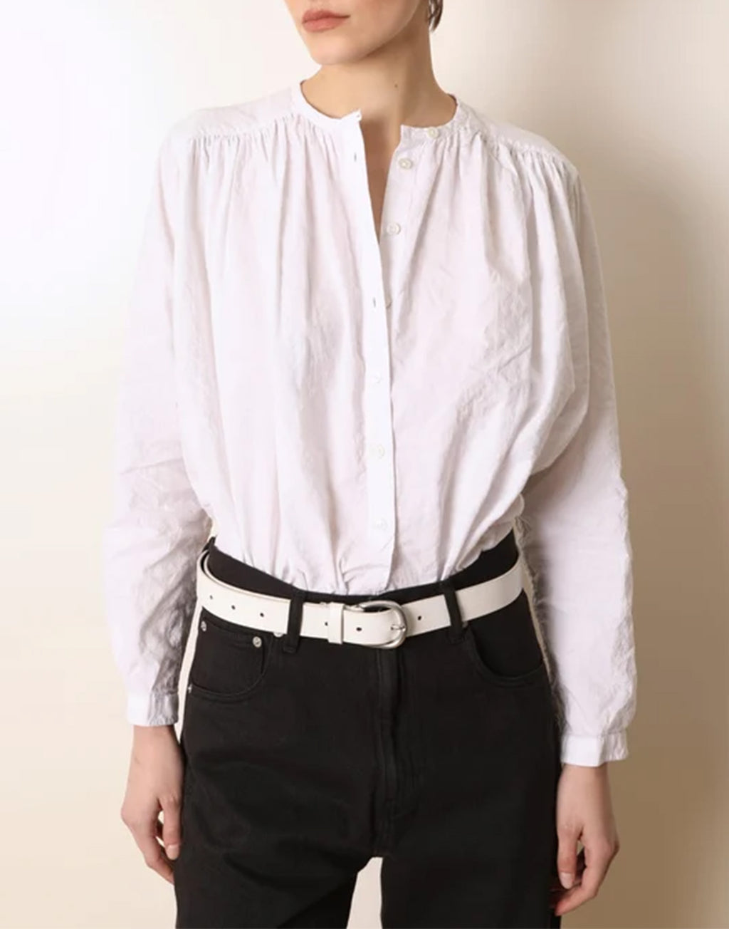 LAURENCE BRAS Camicia Coreana Ampia in Cotone Bianca
