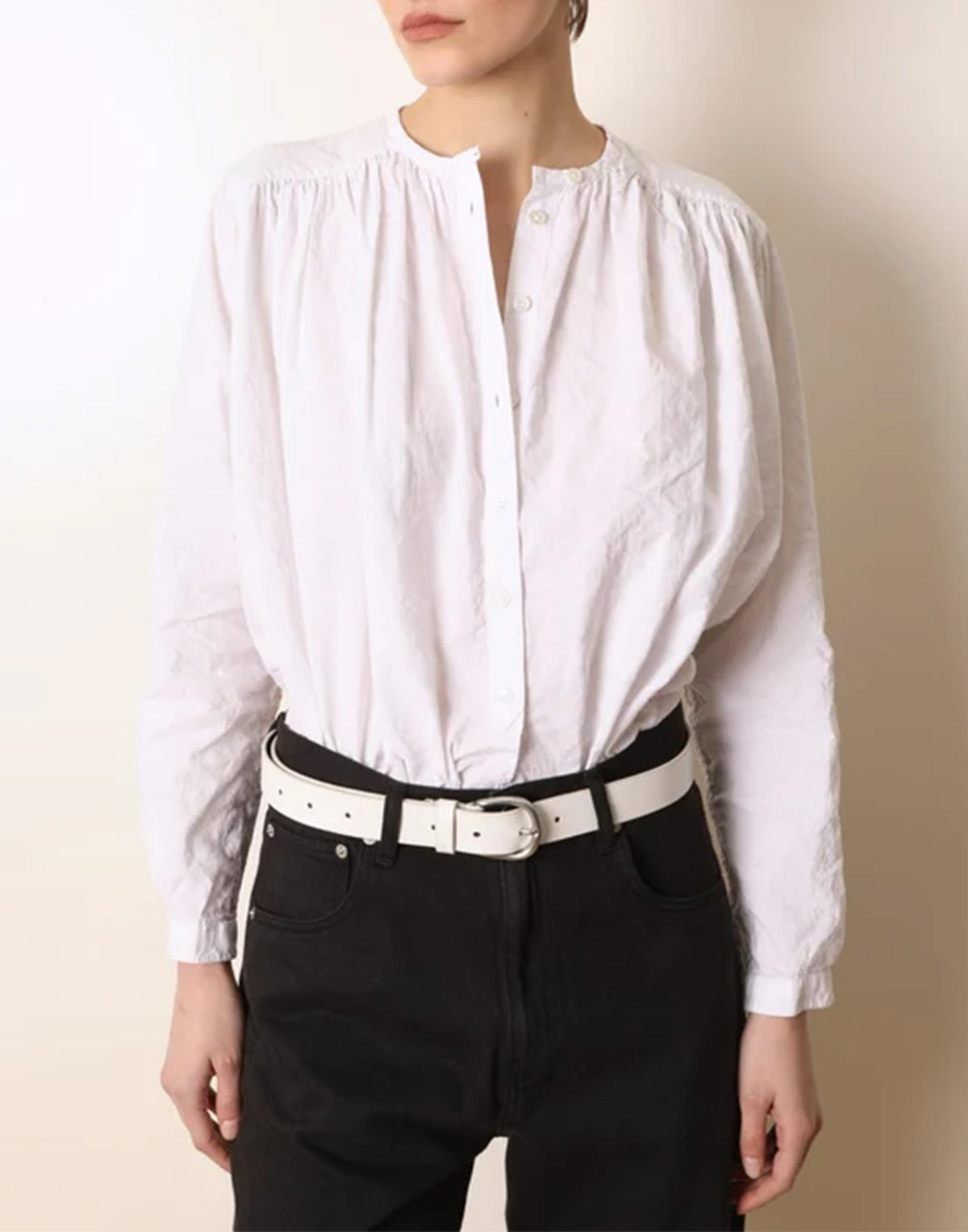 LAURENCE BRAS Camicia Coreana Ampia in Cotone Bianca