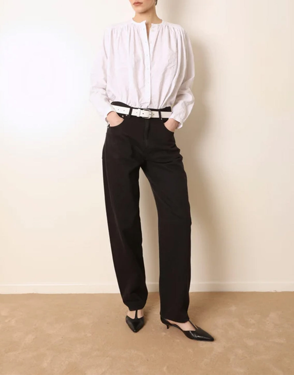LAURENCE BRAS Camicia Coreana Ampia in Cotone Bianca