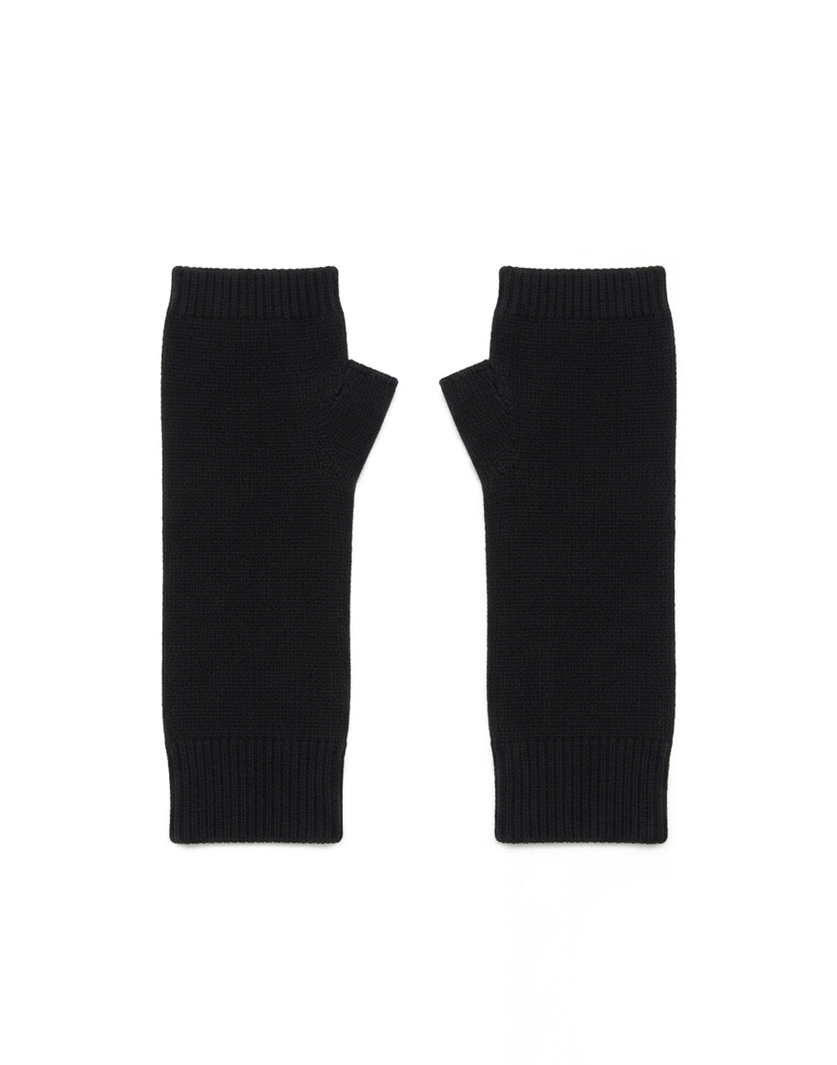 MAJESTIC FILATURES Guanti Lunghi Senza Dita in Lana Merino Neri