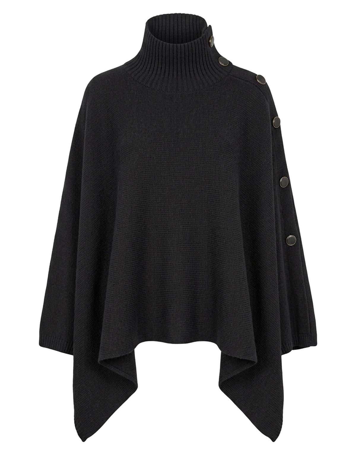 MAJESTIC FILATURES Mantella in Lana Merino con Bottoni Nera