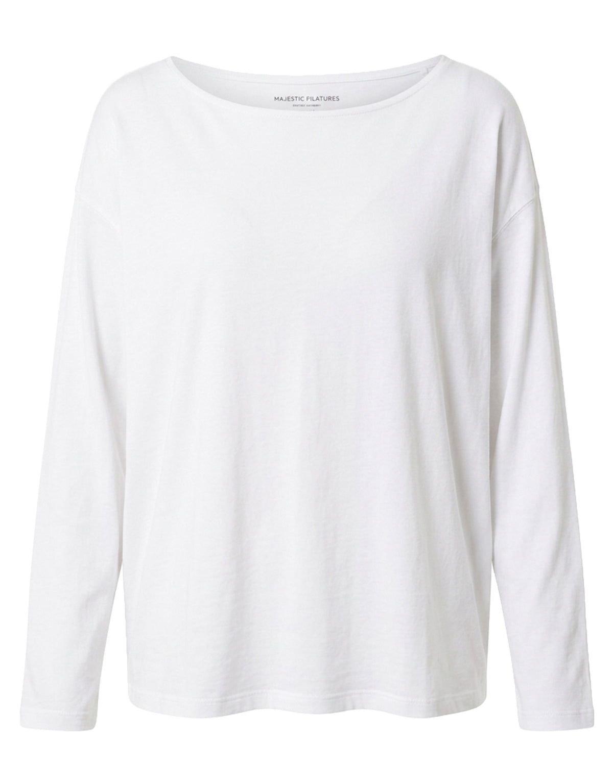 MAJESTIC FILATURES T-Shirt a Maniche Lunghe in Cotone Organico Deluxe Blanc