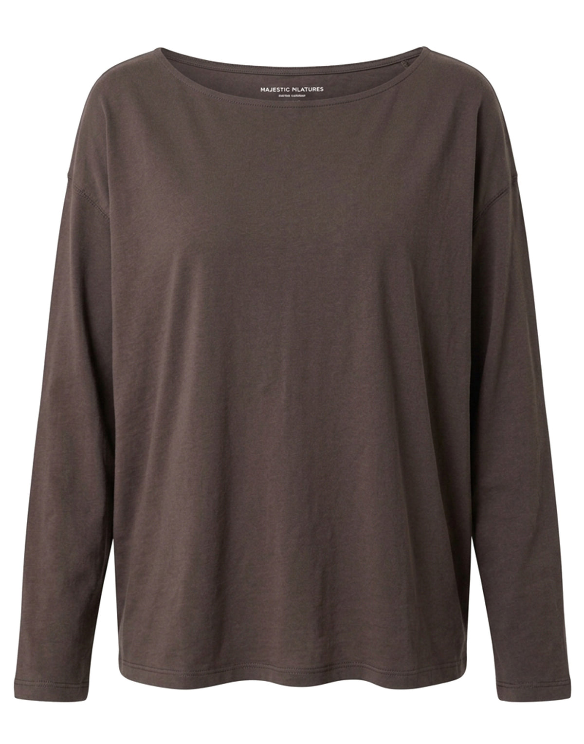 MAJESTIC FILATURES T-Shirt a Maniche Lunghe in Cotone Organico Deluxe Aubergine