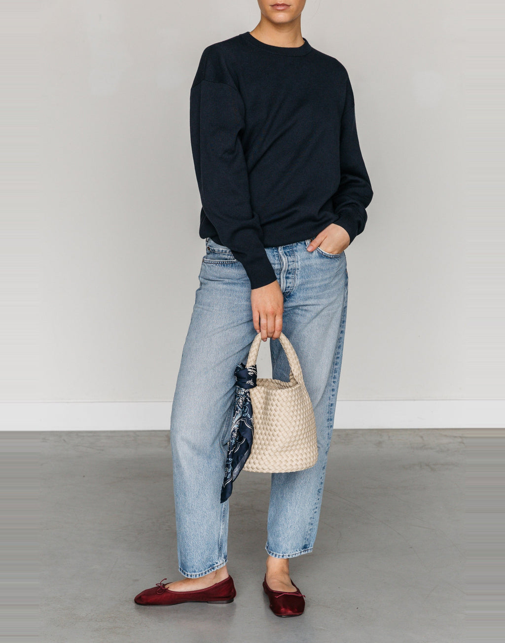 MARREA Borsa a Cestino Basket in Neoprene Intrecciato No Tan Lines