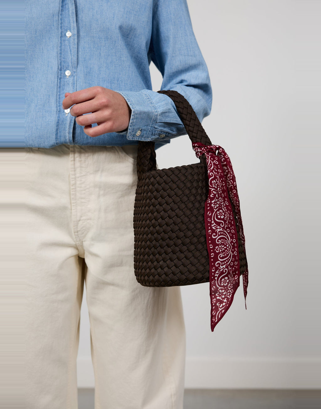 MARREA Borsa a Cestino Basket in Neoprene Intrecciato Espresso Yourself