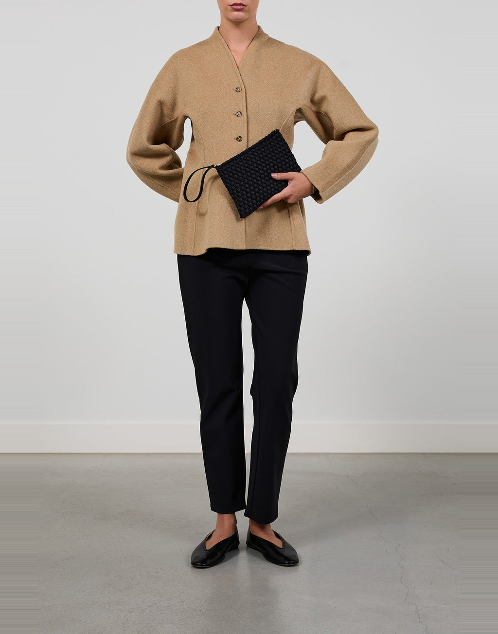 MARREA Pochette Clutch in Neoprene Intrecciato di Nero