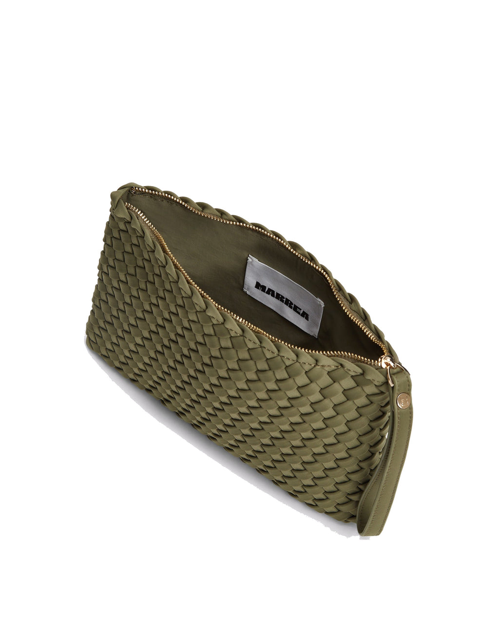 MARREA Pochette Clutch in Neoprene Intrecciato Dark Oliva
