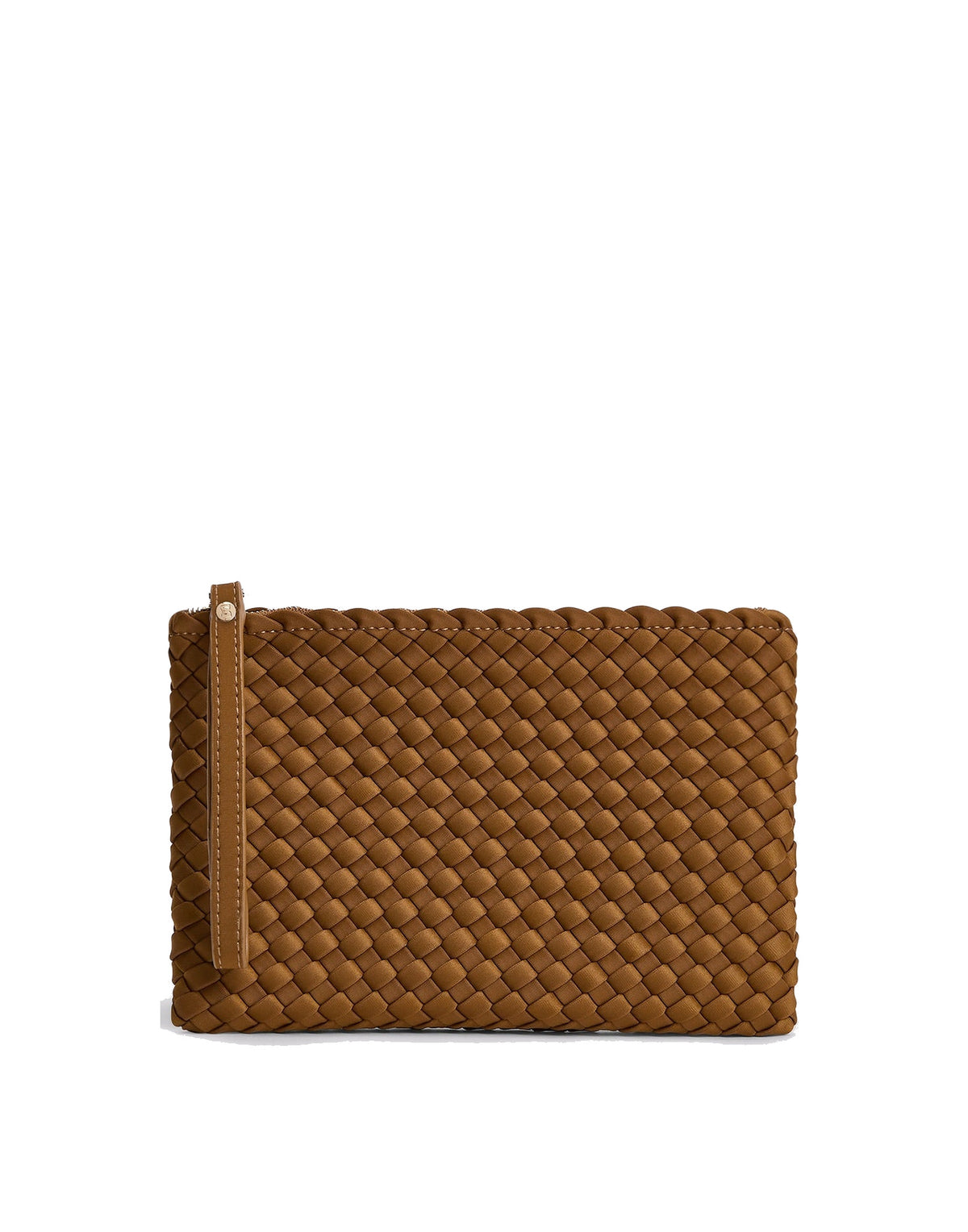 MARREA Pochette Clutch in Neoprene Intrecciato Caramel Caffè