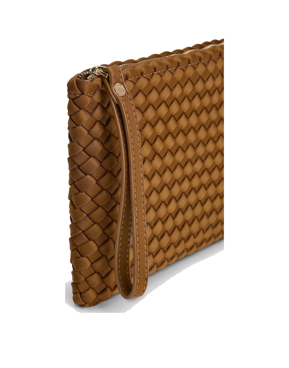 MARREA Pochette Clutch in Neoprene Intrecciato Caramel Caffè