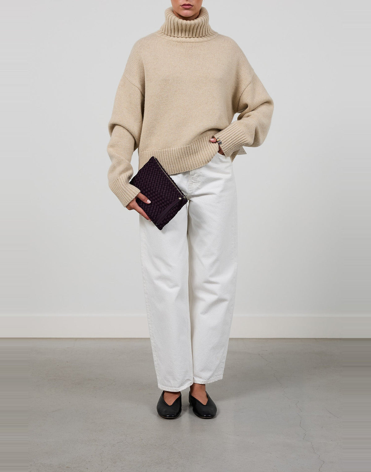 MARREA Pochette Clutch in Neoprene Intrecciato Aubergine