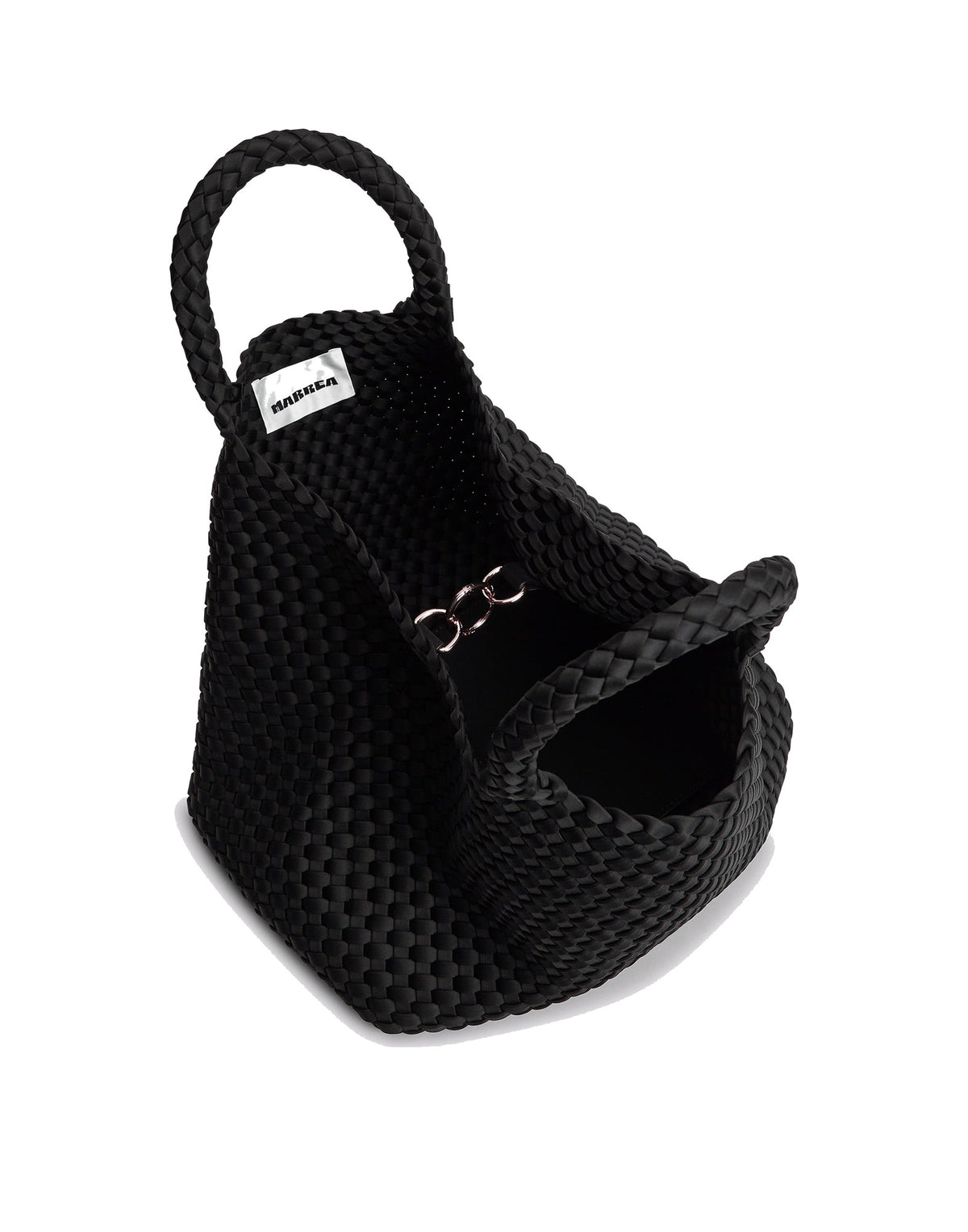 MARREA Borsa a Mano Medium in Neoprene Intrecciato di Nero