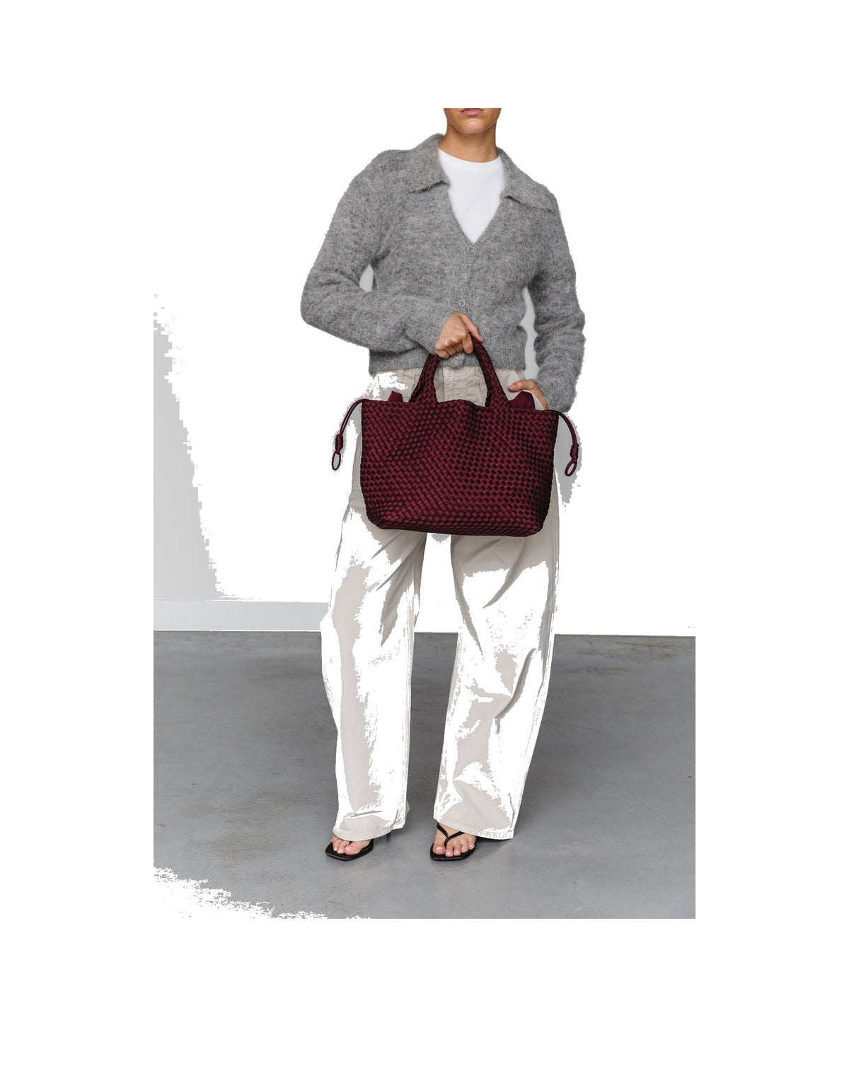 MARREA Borsa a Mano Medium in Neoprene Intrecciato Chianti Crush