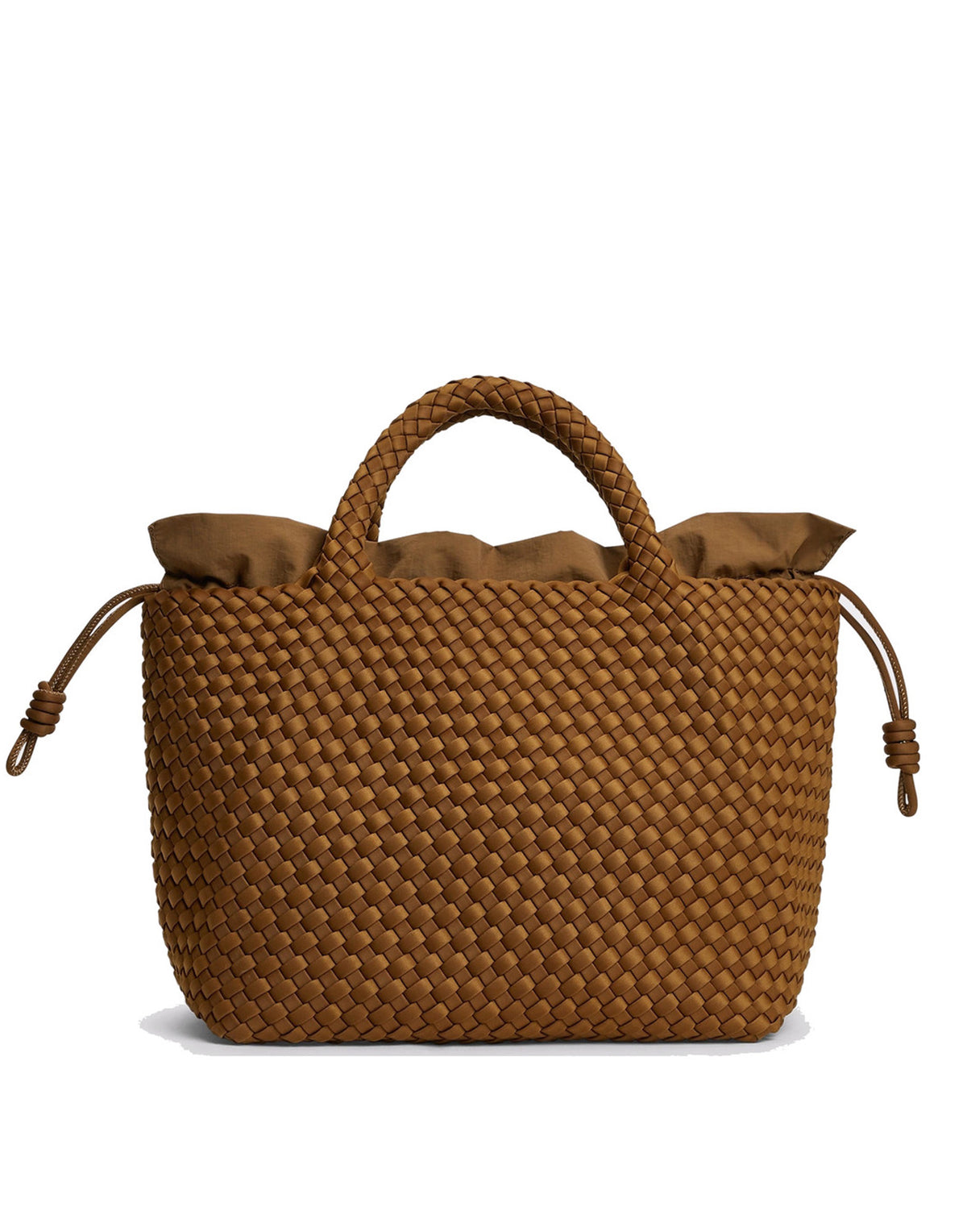 MARREA Borsa a Mano Medium in Neoprene Intrecciato Caramel Caffè