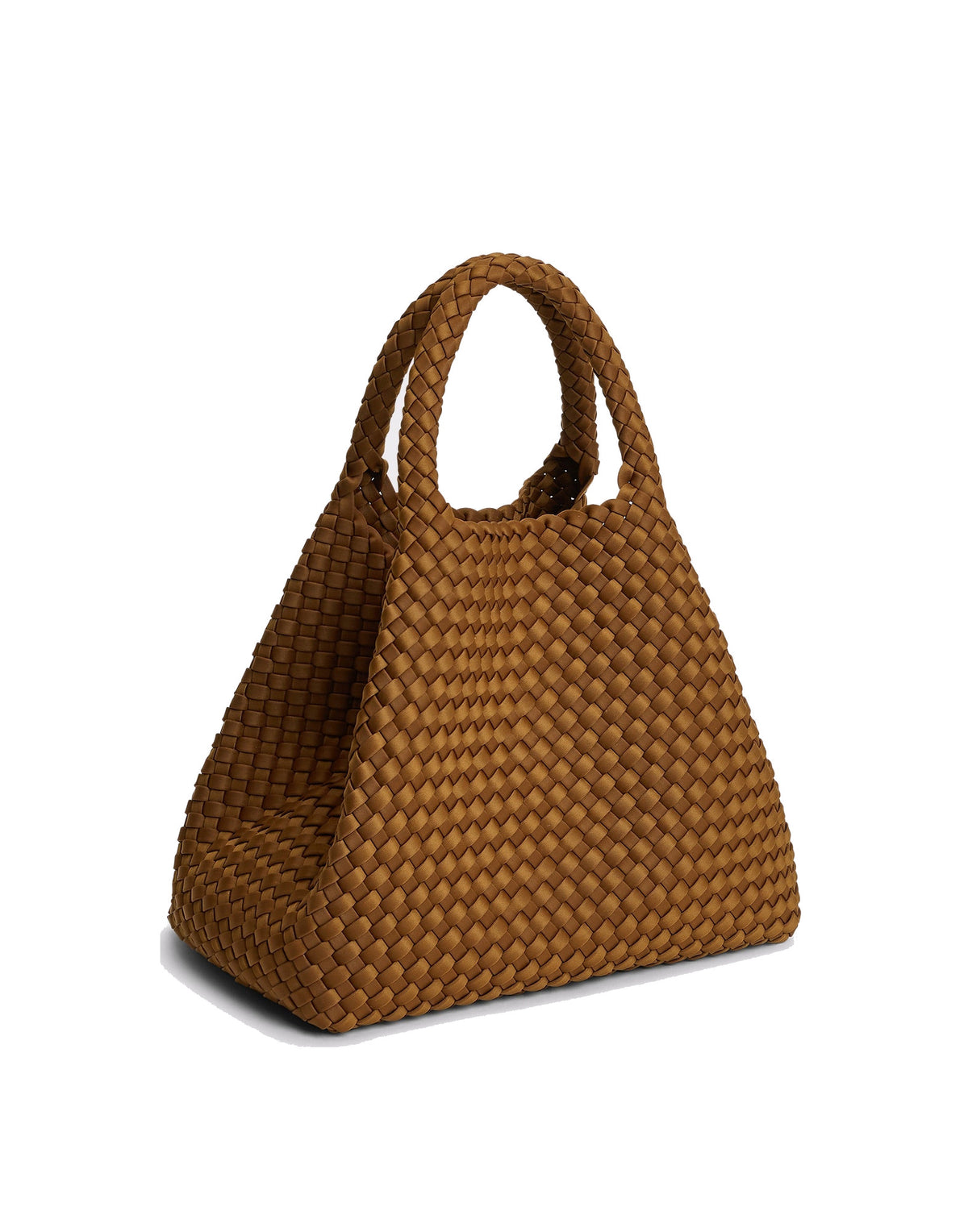 MARREA Borsa a Mano Medium in Neoprene Intrecciato Caramel Caffè
