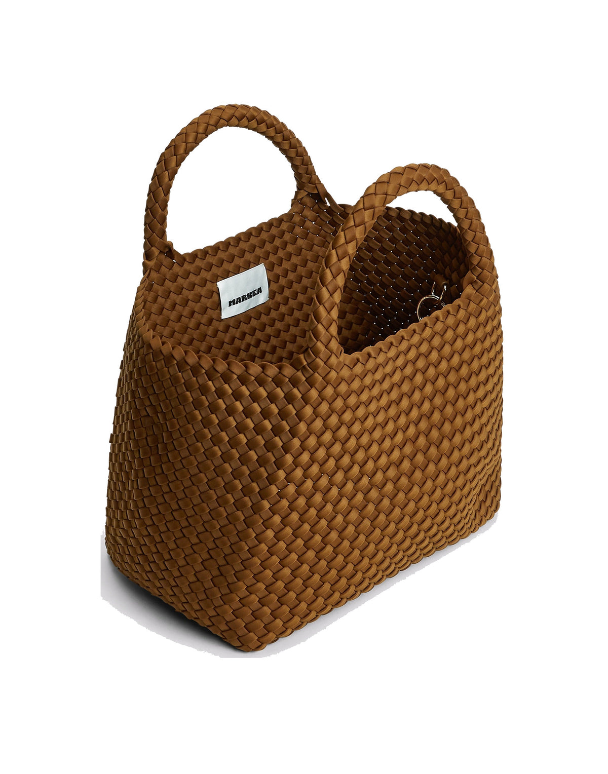 MARREA Borsa a Mano Medium in Neoprene Intrecciato Caramel Caffè
