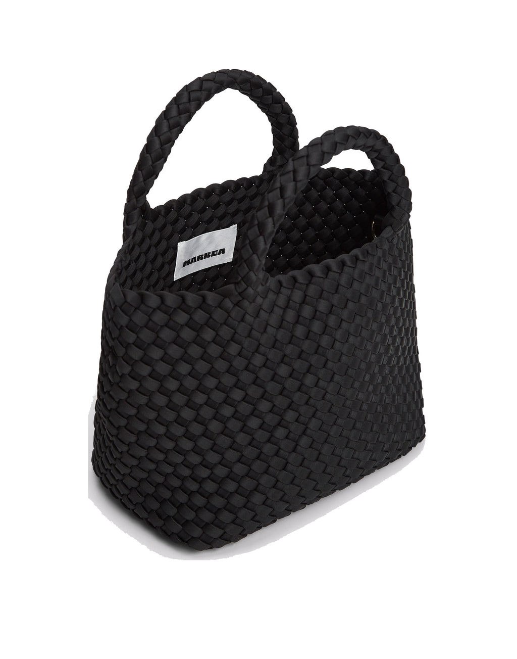 MARREA Borsa a Mano Midi in Neoprene Intrecciato di Nero