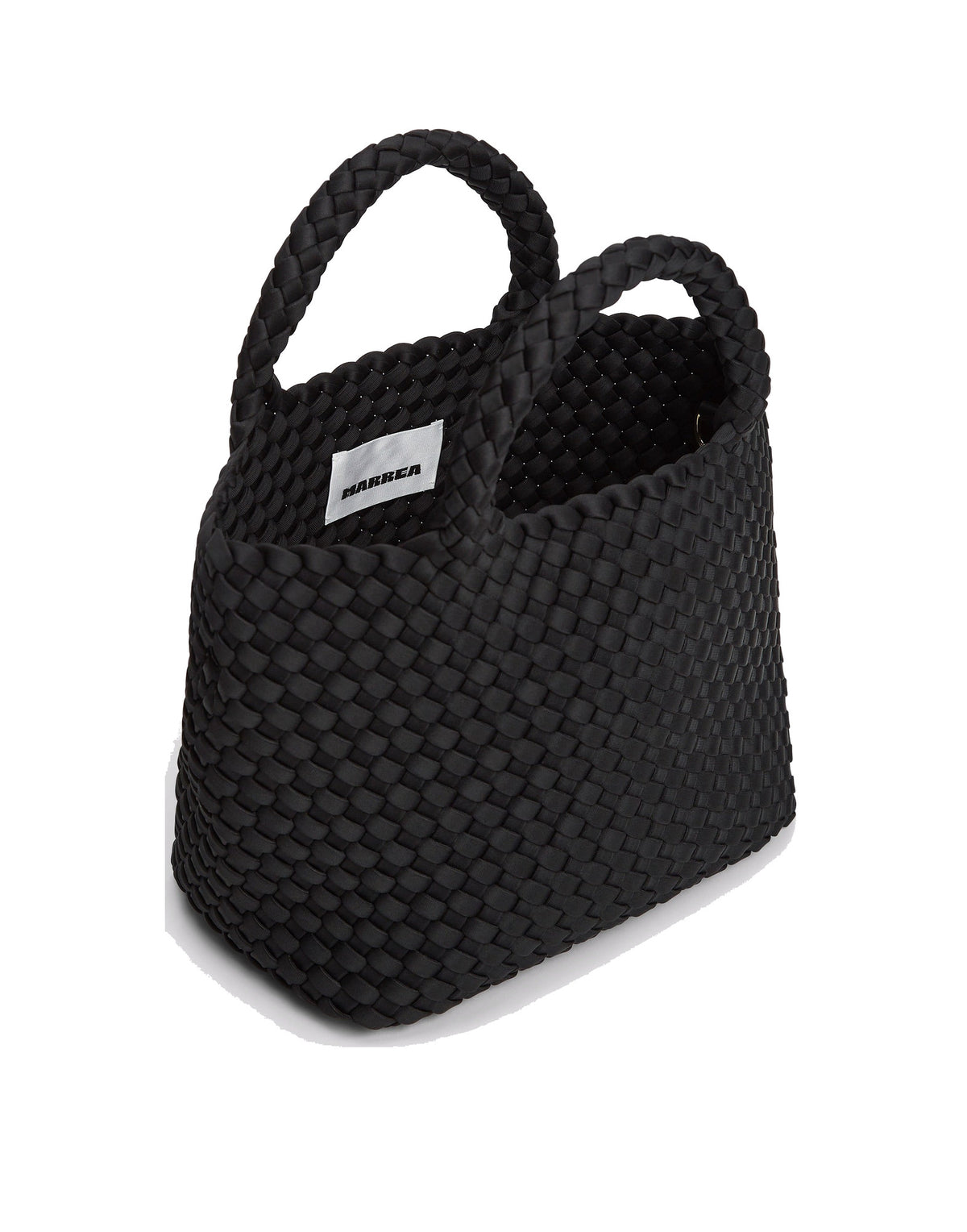MARREA Borsa a Mano Midi in Neoprene Intrecciato di Nero