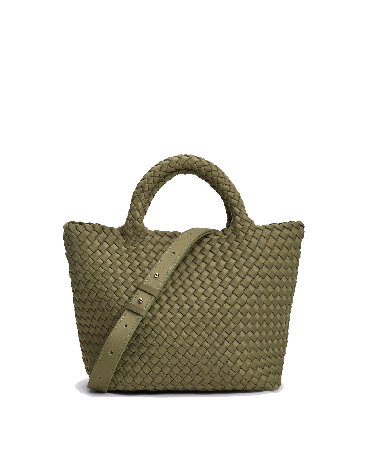 MARREA Borsa a Mano Midi in Neoprene Intrecciato Dark Oliva