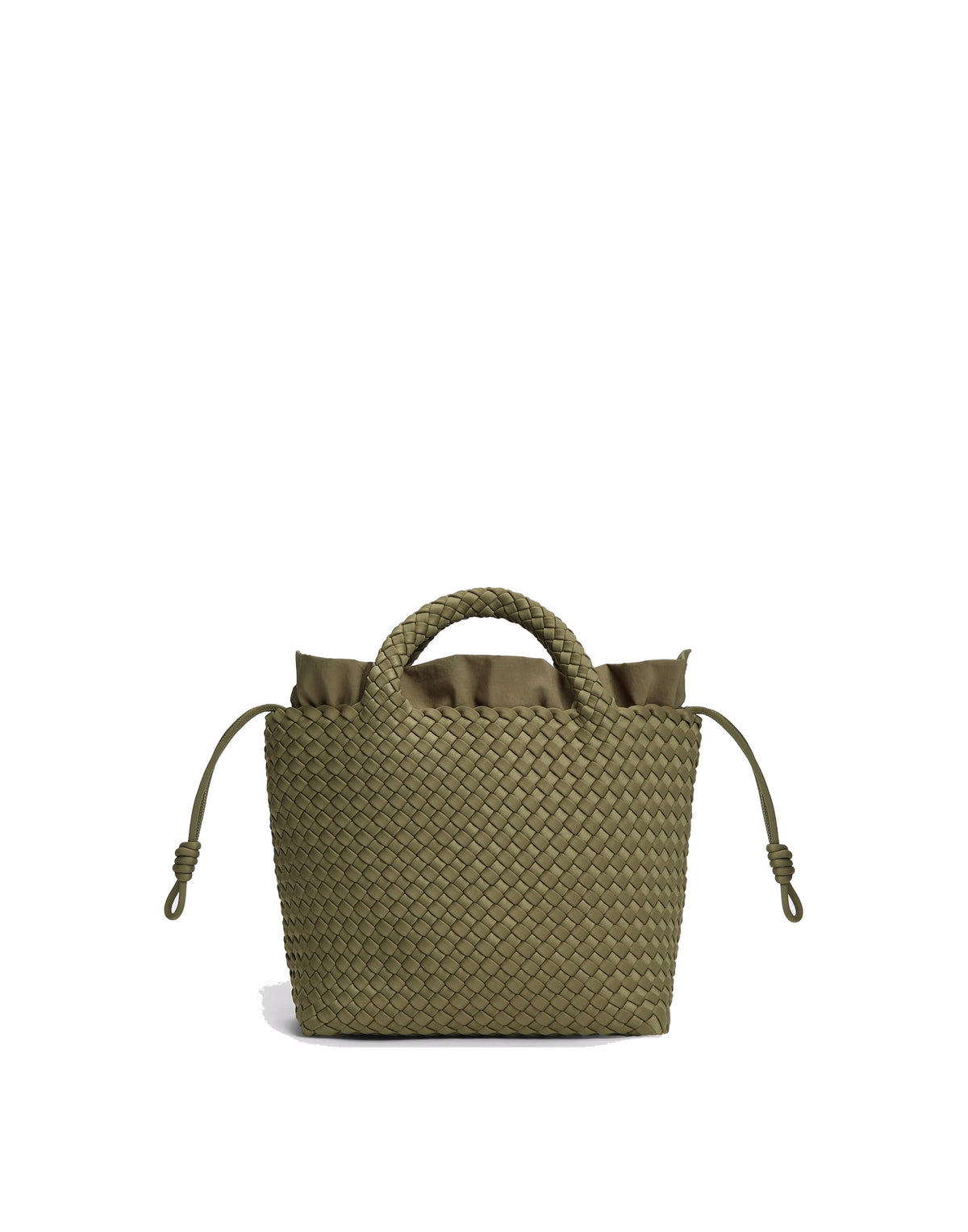 MARREA Borsa a Mano Midi in Neoprene Intrecciato Dark Oliva