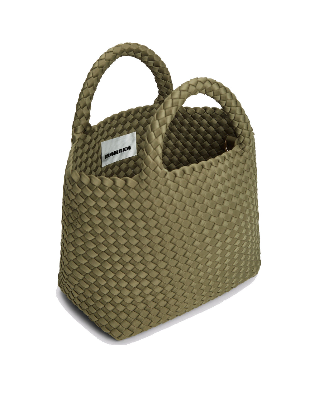 MARREA Borsa a Mano Midi in Neoprene Intrecciato Dark Oliva