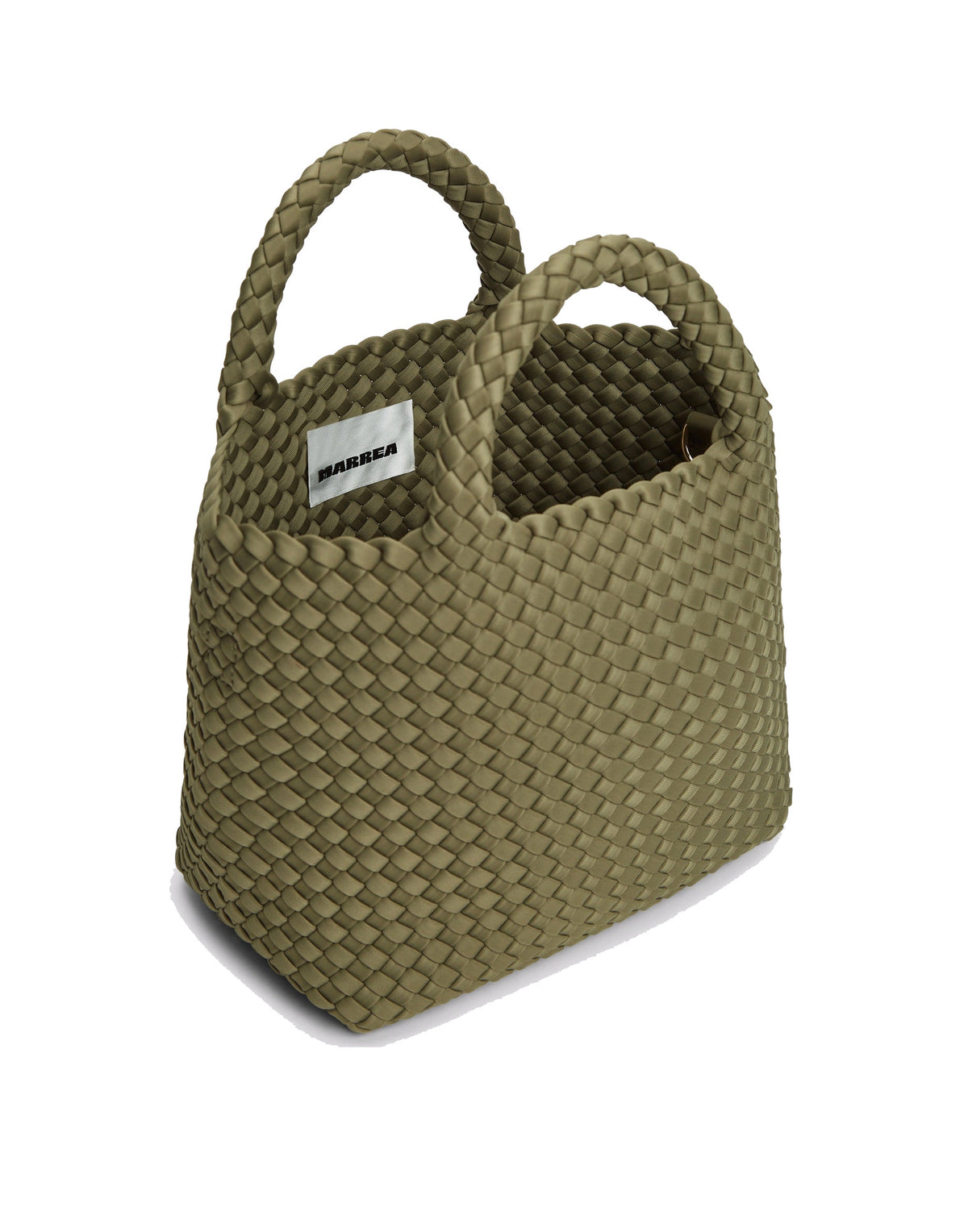 MARREA Borsa a Mano Midi in Neoprene Intrecciato Dark Oliva