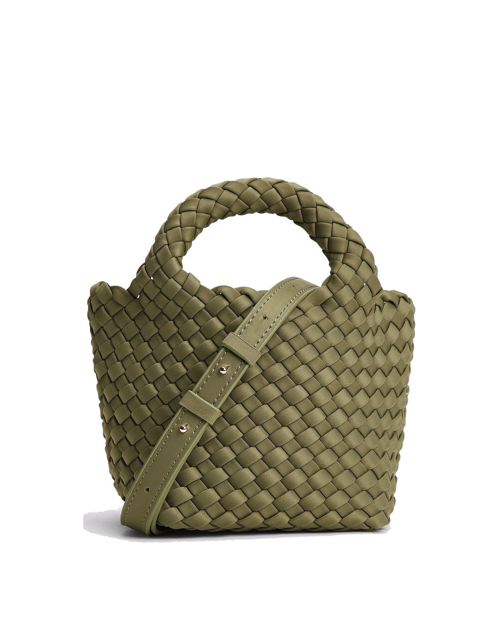MARREA Borsa a Mano Mini in Neoprene Intrecciato Dark Oliva