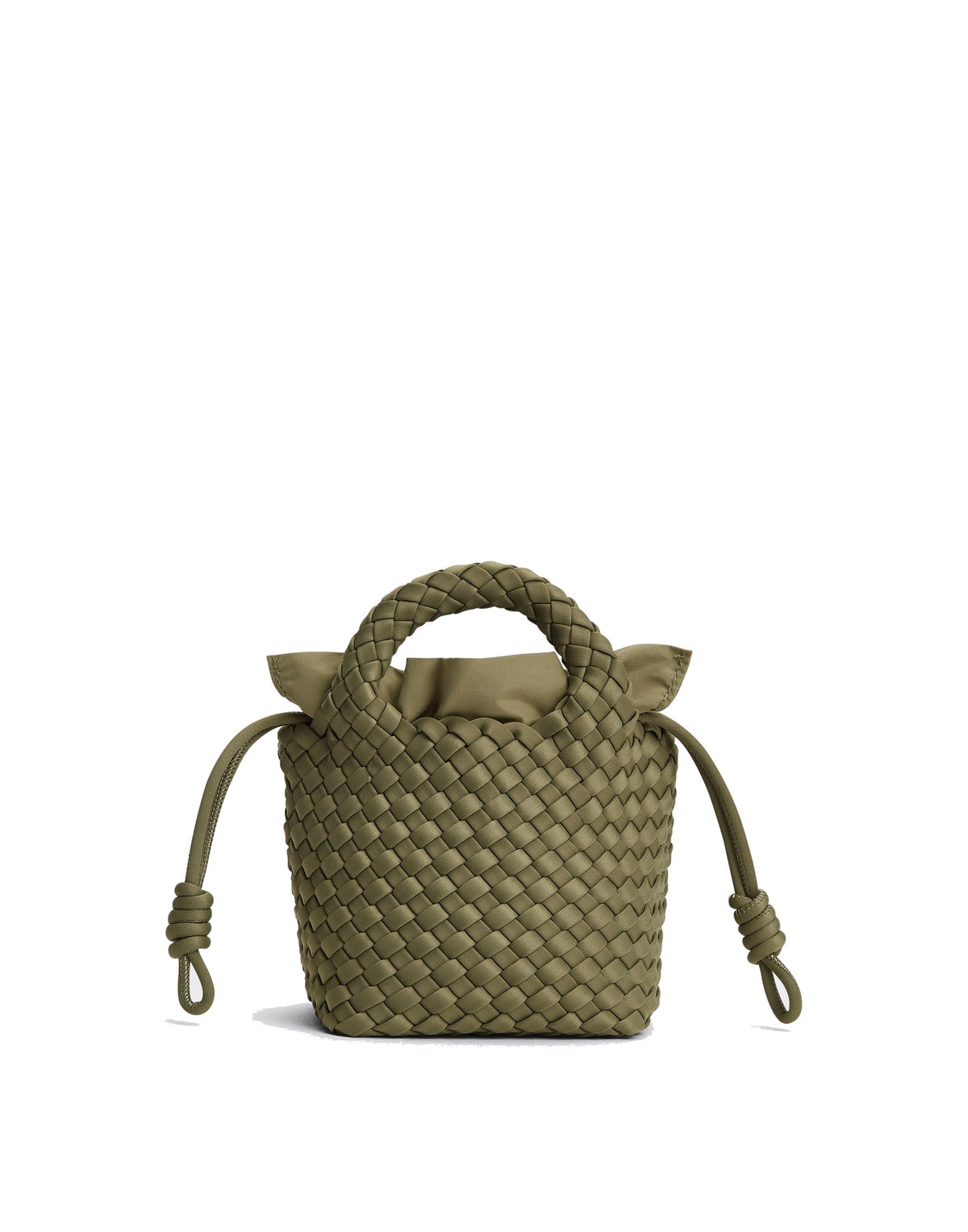 MARREA Borsa a Mano Mini in Neoprene Intrecciato Dark Oliva