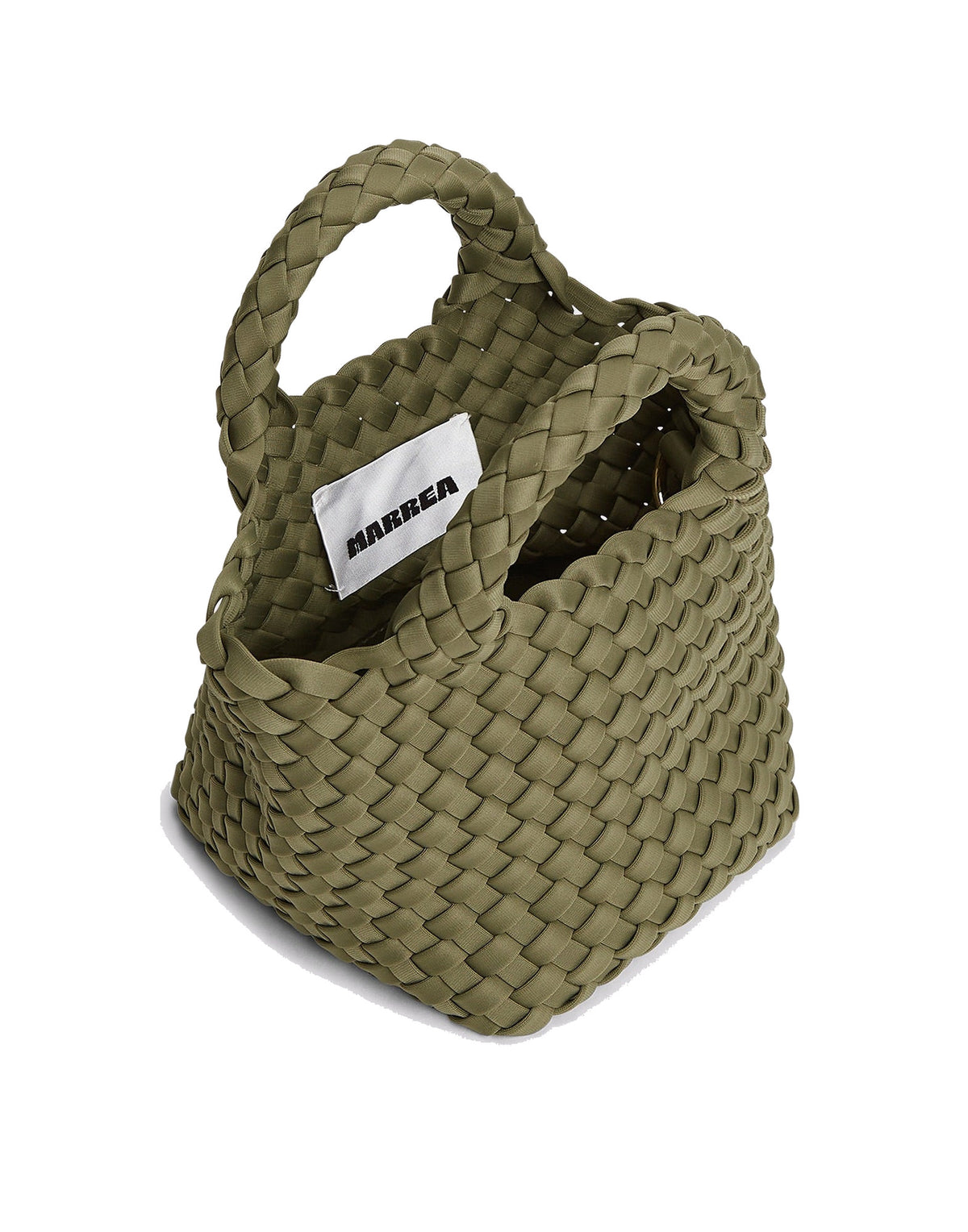 MARREA Borsa a Mano Mini in Neoprene Intrecciato Dark Oliva