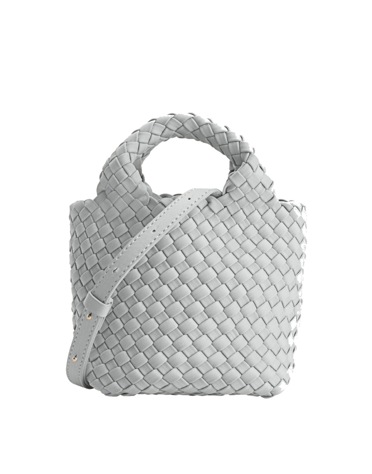 MARREA Borsa a Mano Mini in Neoprene Intrecciato Silver Seashell