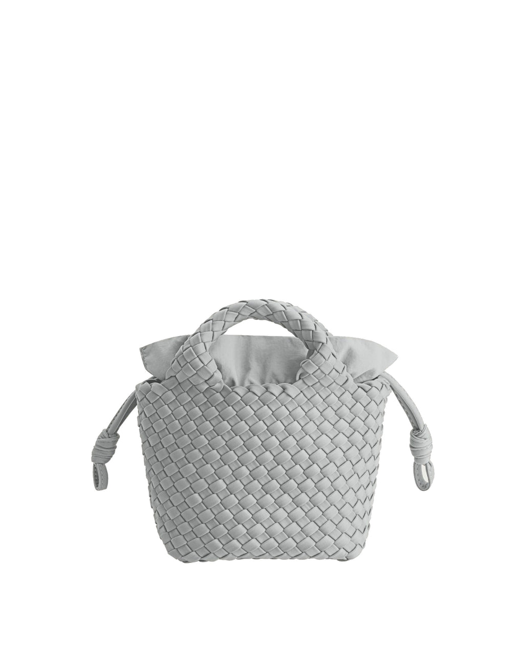 MARREA Borsa a Mano Mini in Neoprene Intrecciato Silver Seashell