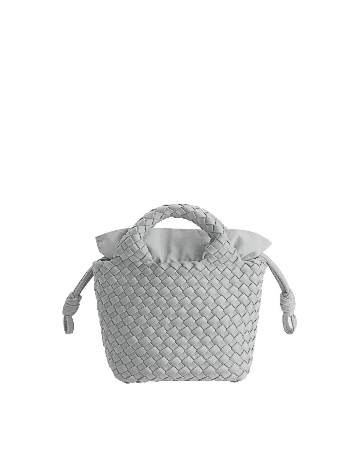 MARREA Borsa a Mano Mini in Neoprene Intrecciato Silver Seashell