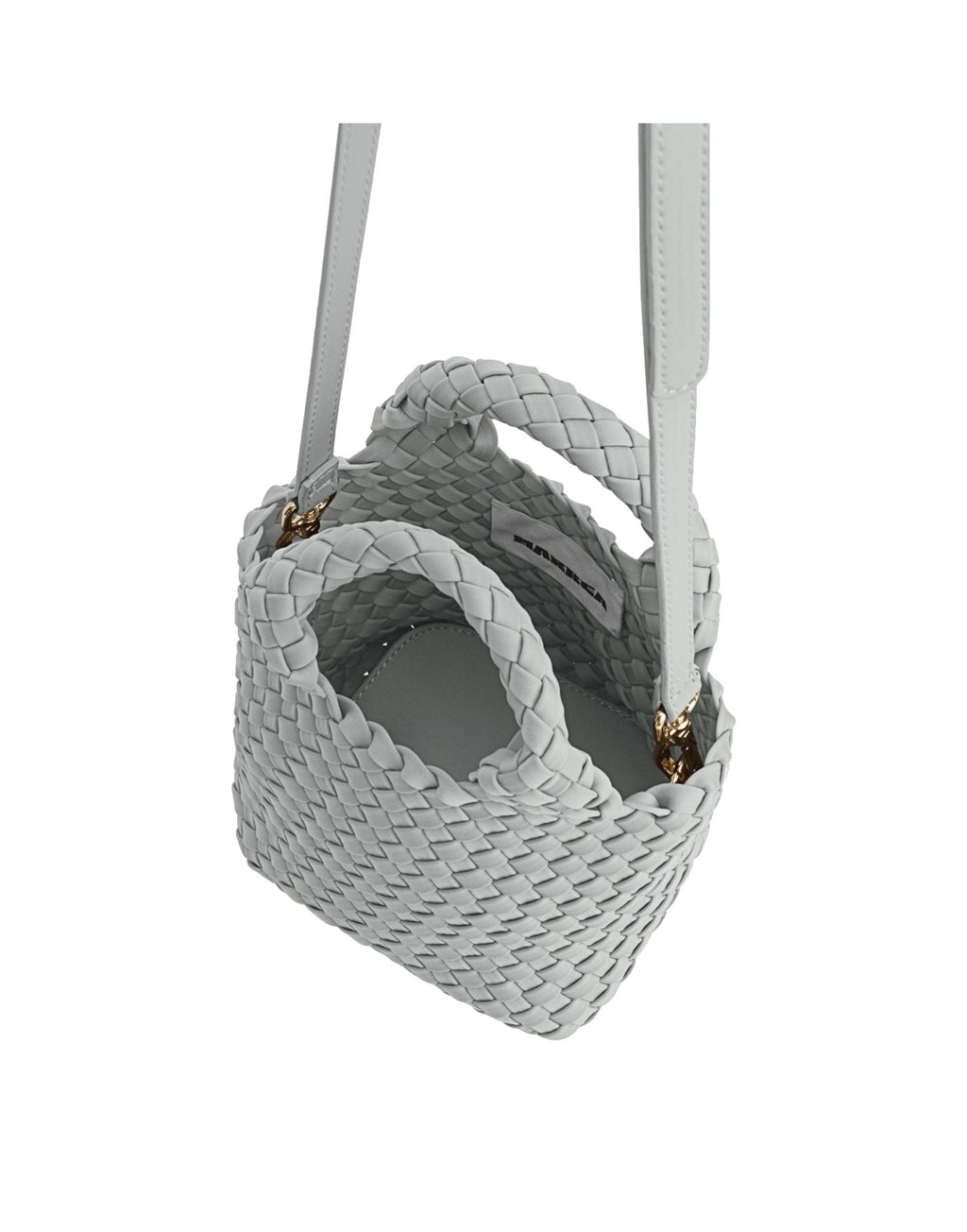 MARREA Borsa a Mano Mini in Neoprene Intrecciato Silver Seashell