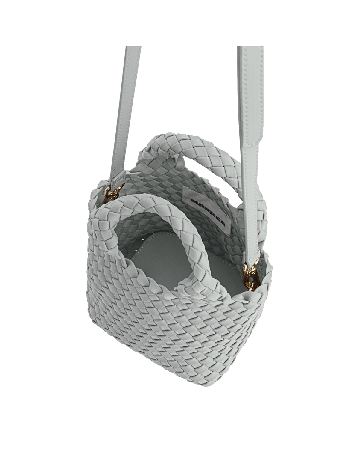 MARREA Borsa a Mano Mini in Neoprene Intrecciato Silver Seashell