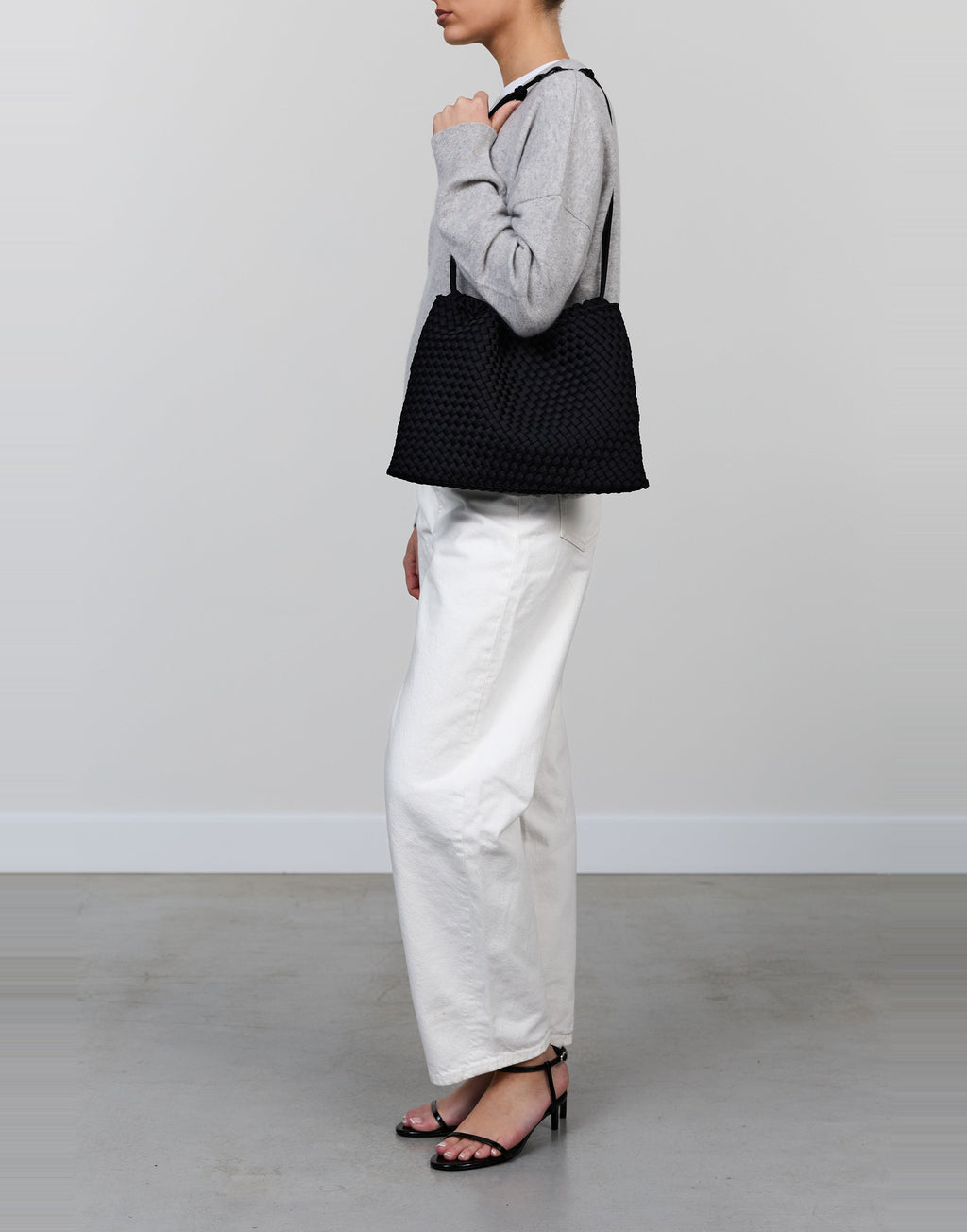 MARREA Borsa Multi in Neoprene Intrecciato di Nero
