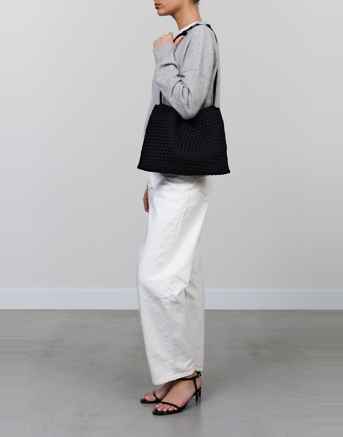 MARREA Borsa Multi in Neoprene Intrecciato di Nero